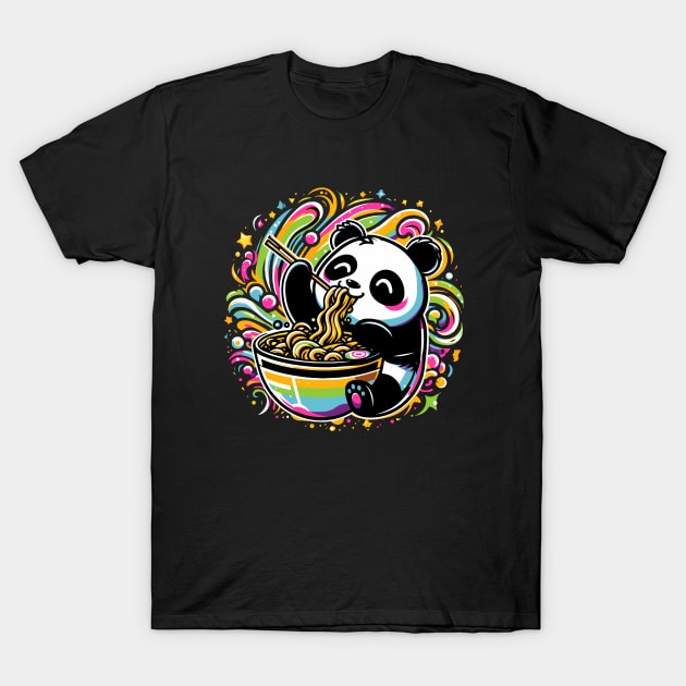 Panda Eating Ramen T-Shirt by PhotoSphere